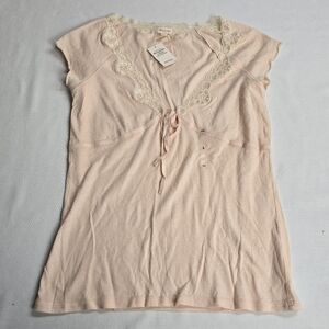 New Abercrombie & Fitch pink and white lace babydoll Top Y2K Vintage Deadstock L